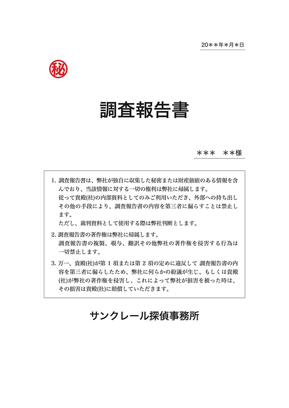 調査報告書のサンプルイメージ
